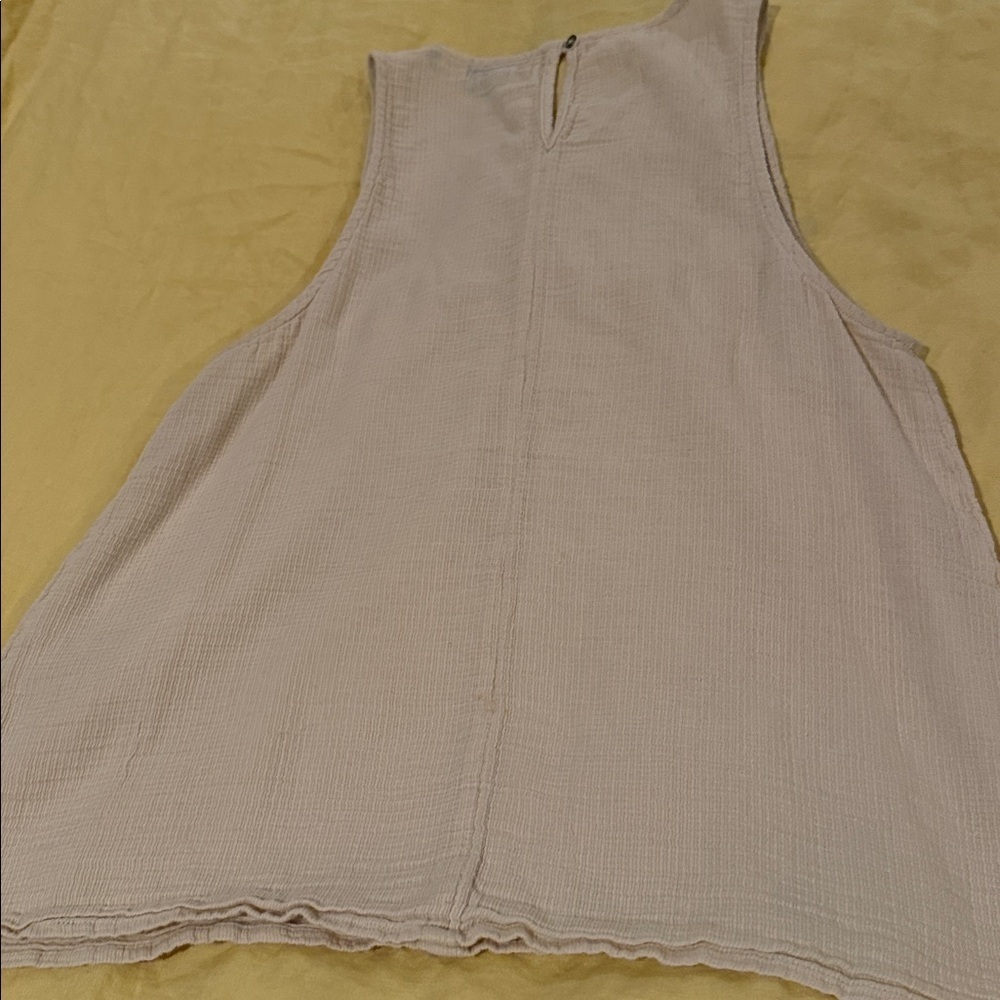 prAna Seakissed Tank Top Beige Organic Cotton Smocked Women’s M Boho - Picture 6 of 8